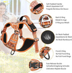 HEELE Dog Harness, No Pull Adjustable Padded Reflective Harness for Small Medium Large Dogs with Handle for Walking Training, Flower-Orange,L