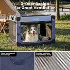 Gardner Pet Soft Collapsible Dog Crate - 26 Inch Portable Travel Dog Crate for Puppy/Small Dogs Indoor & Outdoor, 3-Door Pet Crate with Durable Mesh Windows & Storage Bag, Blue