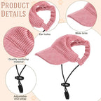 Jadive Small Dog Sun Hat with Ear Holes, Dog Cat Sunglasses with Anti-Slip Silicone Rope Baseball Cap Adjustable Puppy Sunbonnet Headdress Beach Visor Hat for Puppies Summer Outdoor(Pink)
