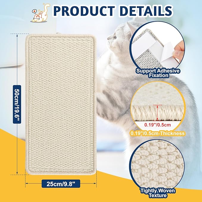 ENONCI Corner Cat Scratcher Wall Mounted for Indoor Cats, Cat Scratcher Pad for Door Frame, 19.6X9.8 Inch Anti Cat Scratch Door Furniture Protector for Couches and Walls