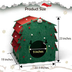 KAQJW Christmas Detachable Felt Cat Bed Condo Shelter House for Indoor Use - Easy to Assemble, Durable and Warm Funnest - Cozy Shelter with Bonus Cat Toys (Xmas-Large House)