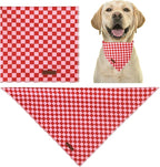 Red and Pink Plaid Dog Bandana–Red and Pink Checked Triangle Scarf for Small Medium Large Dogs, Soft Cotton Pet Bib for Dogs, Adjustable Dog Kerchief