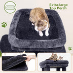 Globlazer Cat Tower for Indoor Cats, Heavy Duty Cat Trees for Large Adult Big Cats Maine Coon Cat Tree Tower with Scratching Post, Extra Large Top Perch, Cat Condos, F61, Dark Grey, 61inch