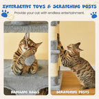 MWPO 74.8 inches Large Cat Tree with Sisal-Covered Scratching Posts & Condo, Tall Cat Tower Entertainment Playground Furniture for Cats & Kittens - Multiple Colors-Light Gray