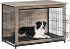 Feandrea 38.6" Dog Crate Furniture, Indoor Dog Cage Side End Table, XL Pet Wood Kennel for Large and Medium Dogs up to 70 lb with Multi-Purpose Removable Tray, Double-Door Pet House, Greige