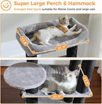 PETEPELA 58" Large Cat Tree for Big Adult Cats up to 30 lbs, Heavy Duty Cat Tower w/Extra-Thick Scratching Posts [φ3.9”], XL Hammock & Spacious Condo, Study Cat Furniture for Maine Coons, Black
