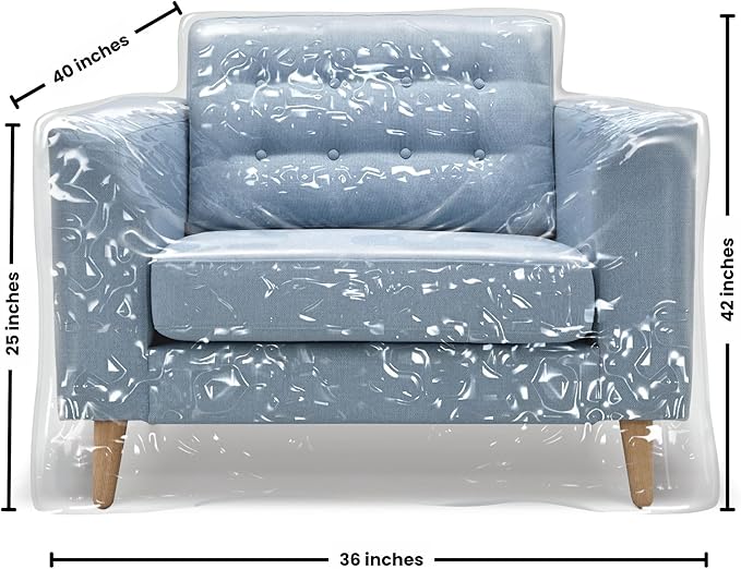 Plastic Recliner Armchair Cover For Pets | Cat Scratching Protector Clawing Deterrent | Heavy Duty Thick Clear Vinyl Chair Slipcover | Waterproof Plastic Furniture Covers For Storage And Moving
