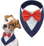 FUAMEY Dog Tuxedo for Medium Dogs,Dog Formal Suit Dogs Attire Pet Bow Tie Puppy Party Costumes Cat Tux Outfits Pets Bandana Cosplay Adjustable Bowties Wedding Birthday Valentines Blue M
