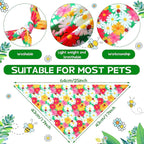 Eccliy 30 Pack Spring Dog Bandanas Bulk Flower Dog Scarfs Summer Head Wrap Soft Triangle Polyester Bandana Pet Costume Cute Bibs with Flowers Patterns for Female Male Small Medium Large