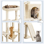 Yaheetech 54in Sturdy Cat Tree for Large Cats, Multi-Level Kitten Condo with Scratching Posts, Hammock & Top Perch, Indoor Pet Furniture for Kitties to Play, Climb, Scratch & Sleep, Beige