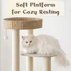 KAMABOKO Modern Cat Tree, Cat Trees for Indoor Cats w/Natural Sisal Scratching Posts, Hand-Woven Condo & Top Perch, 39" Tall Cat-Tree for Kittens Climb Play & Rest