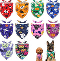 10pcs Halloween Dog Bandanas for Medium Breed Kerchief Triangle Bibs Scarves Pumpkin Bats Ghost Spider Owls Pattern for Girl Boy Grooming Costume