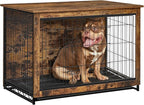 Feandrea 38.6" Dog Crate Furniture, Indoor Dog Cage Side End Table, XL Pet Wood Kennel for Large and Medium Dogs up to 70 lb with Multi-Purpose Removable Tray, Double-Door Pet House, Rustic Brown