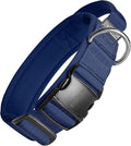 OneTigris Tough Dog Collars, Tactical Dog Collar with Handle, Milltary Adjustable Dog Collar with Heavy Duty Metal Buckle for Training (Medium,Blue)
