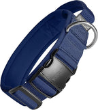 OneTigris Tough Dog Collars, Tactical Dog Collar with Handle, Milltary Adjustable Dog Collar with Heavy Duty Metal Buckle for Training (Medium,Blue)