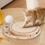3-in-1 Cat Scratcher Board & Activity Center with Sisal Scratching Pad, Ball Track & Spring Toy, Interactive Cat Furniture for Indoor Cats