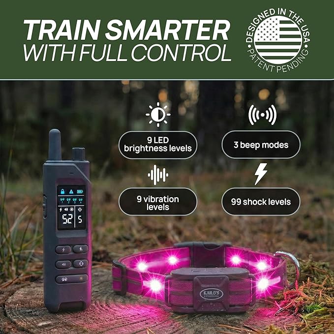 Dog Shock Collar (New Version) with 360° LED Lights – 4200FT Dog Training Collar with Remote, IPX8 Waterproof, Beep/Vibration/Safety Shock Modes, Rechargeable E-Collar for Dogs