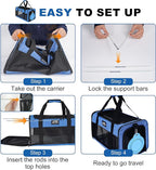 Pet Carrier Airline Approved, Soft Sided Cat Carrier for Small Pets up to 13 lbs, TSA Approved Dog Travel Bag with Foldable Bowl, Portable Soft Sided Pet Carrier for Kittens and Puppies