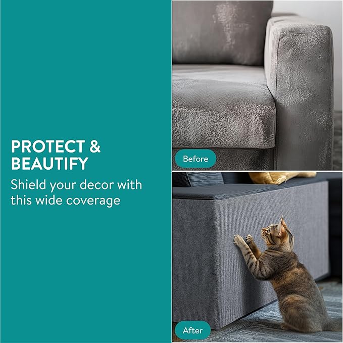 Navaris Scratch Mat Roll - Adhesive DIY Climbing Cat Scratcher for Furniture - Cut to Fit Cat Couch & Wall Scratchers for Indoor Cats - Self-Adhesive Scratching Carpet Pad - Gray