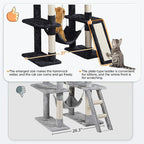 Topeakmart 63in Cat Tree, Large Cat Tower Furniture w/Cat Condo, Padded Platform & Sisal-Covered Scratching Post, Stable Cat Tower Pet Play House, Black