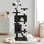 70" Multi-Level Cat Tree Tower with Scratching Posts, Toys & Condo - Space-Saving Design for Indoor Kittens, Compact Floor Footprint & Vertical Space for Multi-Cat Homes-Dark Grey