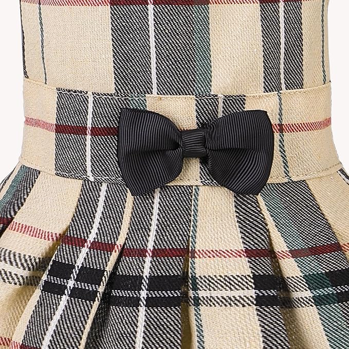 PUPTECK Classic Plaid Dog Dress Cute Puppy Clothes Outfit Medium