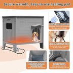 Rockever Heated Dog House Outdoor Indoor for Small Medium Dogs, Insulated Dog House with Heating Pad, Plastic Elevated Outdoor Dog House Waterproof Dog Kennel, Clean Easily(M & Heating Mat)