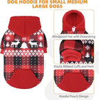 KOOLTAIL Christmas Dog Hoodie,Red Plaid Pet Clothes Sweater with Leash Hole&Pocket for Small Medium Large Dogs, Soft Winter Warm Dog Cold Weather Coat, Fleece Puppy Hooded Sweatshirt for Boys Girls, L
