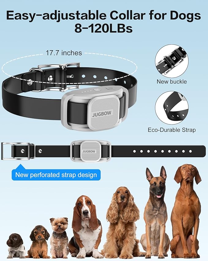 Jugbow Dog Shock Collar - 4200FT Dog Training Collar with Remote for Small Medium Large Dogs, LED Light Electric Collar, IPX8 Waterproof Rechargeable E-Collar (Grey)