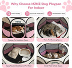 Dog Playpen, Portable Puppy Pet Crate Indoors for Small/Medium Dogs Cats Rabbits, Foldable Dog Cage Enclosure for Outdoor, Pop Up Dogs Tent Kennel with Carrying Case, Pink