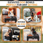 Elevated Dog Bowls, Raised Dog Bowl Stand with 4 Adjustable Heights, Stainless Steel Food Bowl & No-Spill Water Bowl – Dog Bowls Elevated for Small, Medium & Large Dogs