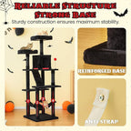 MWPO Gothic Large Cat Tree, 70.1-Inch Multi-Level Tall Cat Tower for Indoor Cats, Plush Cat Condo with Big Padded Perches, Sisal-Covered Scratching Posts, Hammock, Toys for Kittens & Cats, Black