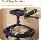 Heybly Heavy Duty Cat Tree, 64.2-Inch Tall Tower for Large Indoor Cats with Widened Structure, Cat Furniture with Big Platforms, Extra-Large Hammock, Sisal Scratching Posts & Board, Smoky Gray HCT027G