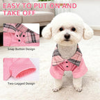 SCENEREAL Dog Sweaters for Small Medium Dogs, Pet Hoodie Sweatshirts Winter Knitted Pullovers with Fashion Shirt Collar, Puppy Clothes Cold Weather Coats, Pink L