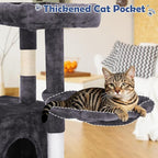 BLKMTY 36" Cat Tree Tall Cat Tower for Indoor Cats Condo Climber with Scratching Post, Climbing Stand, Plush Top Perch and Mouse Toy Cats Playhouse Kitty Activity Trees with Hammock, Light Gray