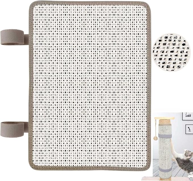 Cat Nail File Scratcher & Scratching Pad -Scratch Mat with 80 Aluminum Oxide Grit, Scratch Pads Wrap Around a Scratching Post to Help Trimming Cat Nails & Protect Furniture