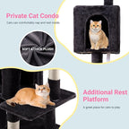 Allewie 29 Inches Cat Tree Tower/Plush Perches Platform/Condo/House/Sisal Scratching Posts/Multi-Level Activity Center Furniture for Kittens/Dark Grey