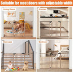keny 29"-55" Extra Wide Baby Gate, Pressure Mounted No Drilling Dog Gate for Stairs Doorways, Easy Walk Through Safety Gate for Babies or Pets, 30" Tall, Brown