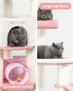 Heavy Duty Cat Tree for Large Cats Adult - 60 Inch XXL Sturdy Cat Tower Condo with Extra Wide Scratching Posts (φ4.4in) Big Cat House Hammock Perch - Indoor Wood Modern Multi Level Corner Cat Bed