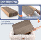 Fluffy Cat Scratcher Lounge Box with Removable Cardboard,Cat Rectangular Bed with Corrugated Board, Pet Scratching Pad for Furniture Protection, Training Toy (Beige)