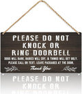 Do Not Knock Baby Sleeping Sign for Front Door, Double-sided PVC Rustic Please Do Not Ring Doorbell No Soliciting Hanging Sign for Home, House, Office, Business