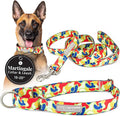 Lucky Love Dog Martingale Dog Collar & Leash - Adjustable, No-Slip, Durable, Comfortable, Soft Webbing, & Stylish Patterned Collar & Leash Set for Male and Female Dogs - Oscar Combo, Large