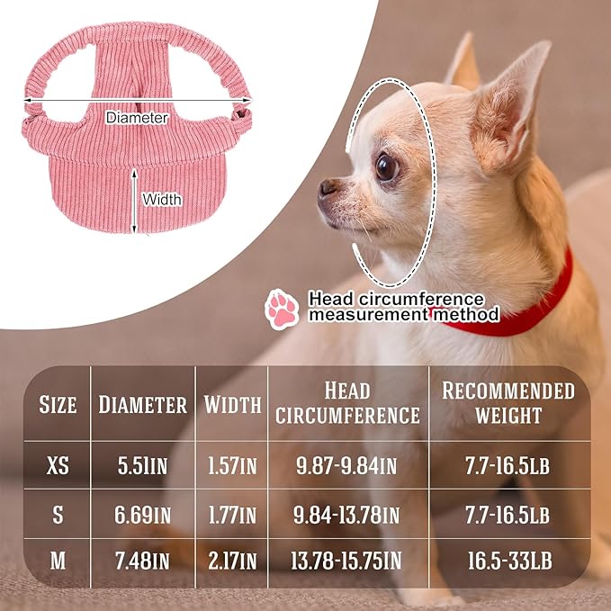 Jadive X-Small Dog Sun Hat with Ear Holes, Dog Cat Sunglasses with Anti-Slip Silicone Rope Baseball Cap Adjustable Puppy Sunbonnet Headdress Beach Visor Hat for Puppies Summer Outdoor(Pink)