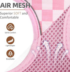 PUPTECK Soft Mesh Dog Harness and Leash Set Pet Puppy Cat Comfort Padded Vest No Pull Harnesses, Checkered Pink&White, L