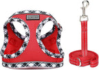 Mercano Soft Mesh Dog Harness and Leash Set, No-Chock Step-in Reflective Breathable Lightweight Easy Walk Vest Harnesses with Safety Buckle for Small Dogs, Cats (Red, XS)