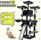WEEWAY 68 Inches Multi-Level Large Cat Tree for Feline‌/Big Tower/Condo/Cozy Plush Kitty Perches/Fluffy Balls/Sisal Scratching Posts and Hammocks/Cave/Furniture Activity Center/Drak Grey