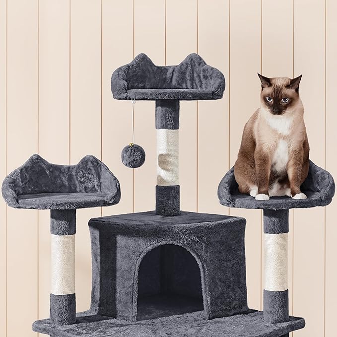Topeakmart Cat Trees and Cat Towers for Large Inoor Cats, 76.5'' Extra Big Cat Tree with Scratching Posts, Cozy Perches, Warm Condos for Indoor Kittens Play & Rest