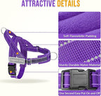 Lukovee No Pull Dog Harness & Leash Set - Heavy Duty Dog Vest Harness with Soft Padded for Medium Large Dogs, Adjustable Reflective Tactical Pet Harness for Easy Walk and Training (XL, PU)