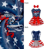 CuteBone Dog Dresses Velvet 4th of July Small Dogs Clothes Onesie Pet Apparel Girl Puppy Skirt with Bow Hair Rope CVA39L-D