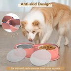 Newget Stainless Steel Dog Bowl Set with Lids, 304 Metal Dual Food & Water Bowls for Dogs & Cats, Large Capacity Pet Feeder with Cover Keeps Food Fresh, Anti-Skid Dog Dish for Small/Medium/Large Pets